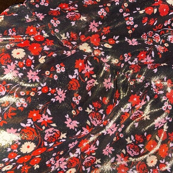 Trixxi Floral metallic Halter Dress with Gold and Pink Accents size large - Picture 3 of 8